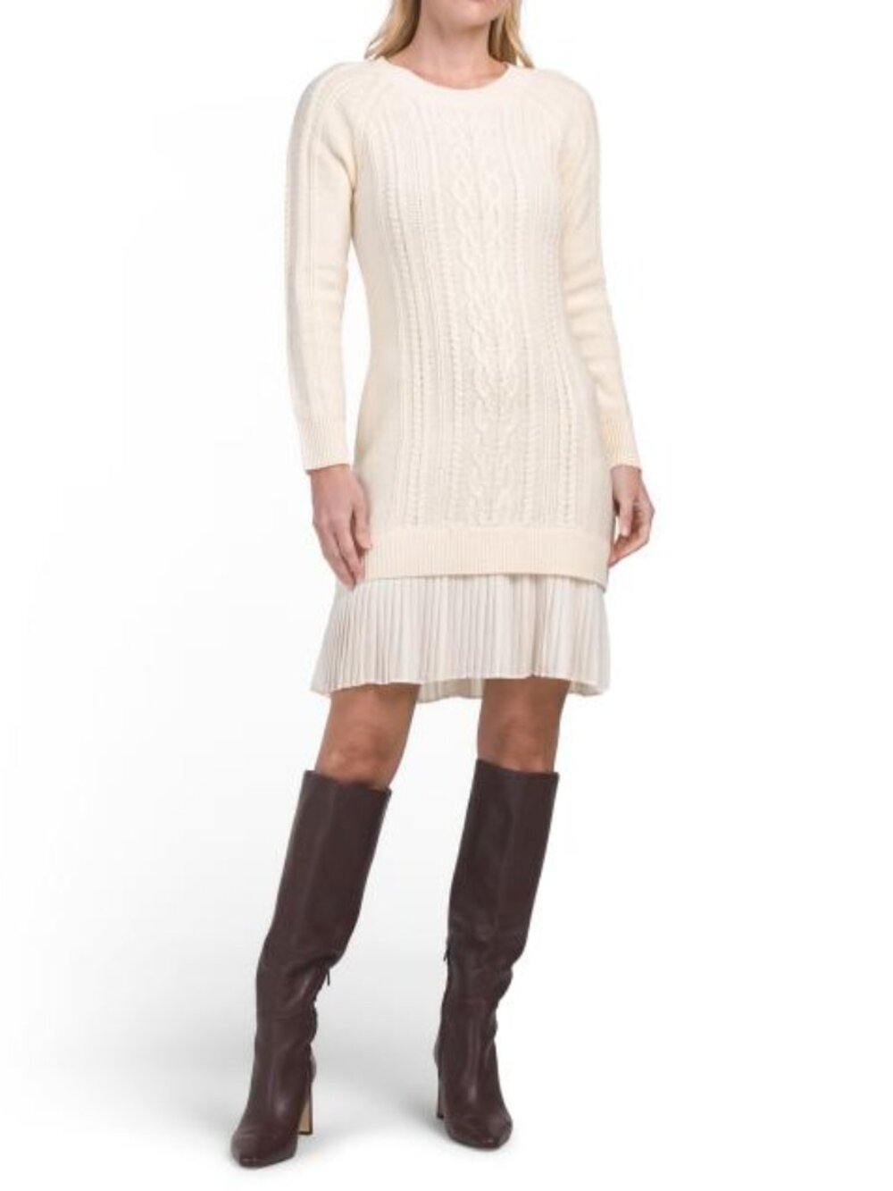 TAYLOR Cable Knit Twofer Mini Dress